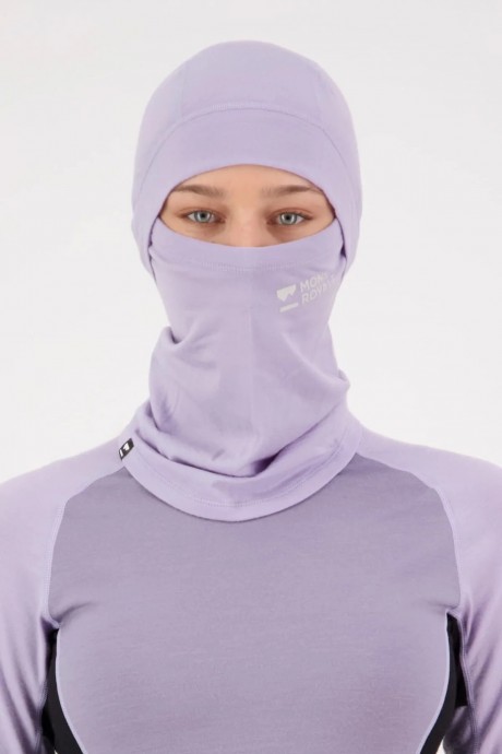 Cagoule en laine mérinos Mons Royale Olympus Balaclava lila pour femme