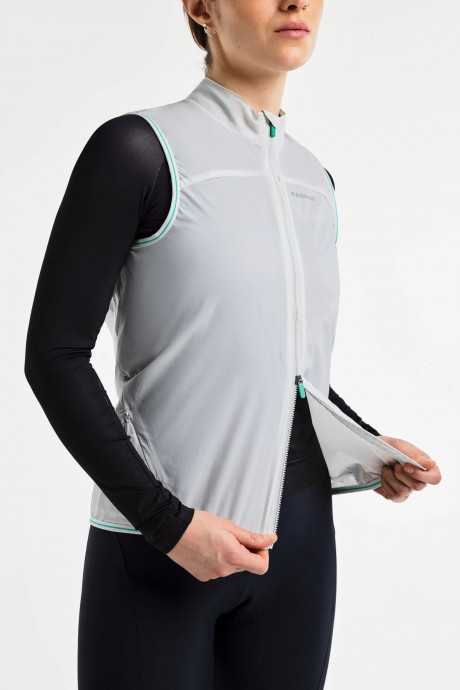 Veste sans manches coupe-vent Peppermint Cycling Gilet Light Grey