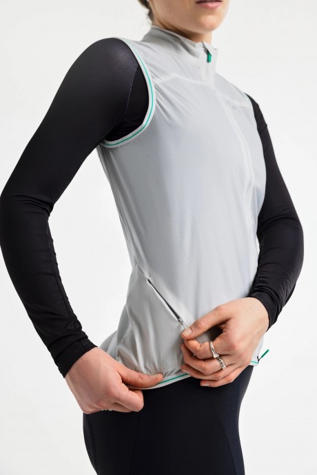 Veste sans manches coupe-vent Peppermint Cycling Gilet Light Grey