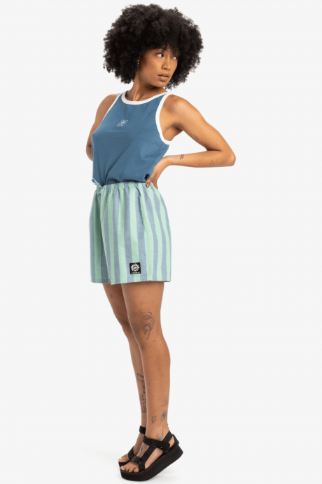 short quiksilver femme à rayures plein pieds