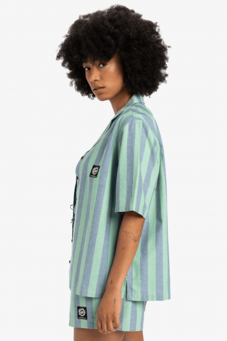 chemise quiksilver women femme à rayures bleu