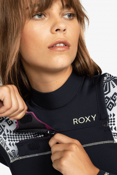 Combinaison intégrale 3/2mm zip poitrine Roxy Swell Series egret mo rockin vibes