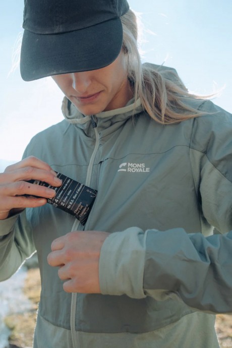 Veste à capuche en mérinos Mons Royale Diversion Wind jacket Desert Sage