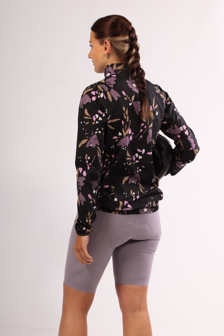Veste de vélo coupe-vent Maloja SeisM deep black brush flower