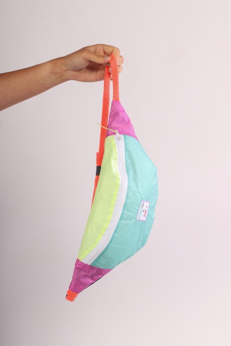 Sac banane Za Fly x Girls Up 100% Toile de Parapente Turquoise, Jaune et Rose