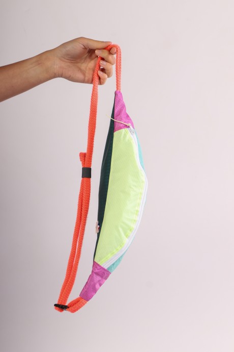Sac banane Za Fly x Girls Up 100% Toile de Parapente Turquoise, Jaune et Rose