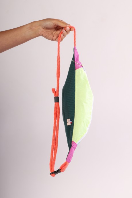 Sac banane Za Fly x Girls Up 100% Toile de Parapente Turquoise, Jaune et Rose