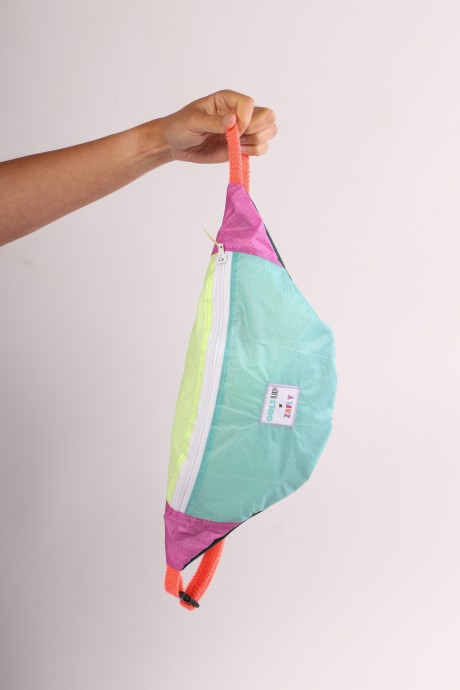 Sac banane Za Fly x Girls Up 100% Toile de Parapente Turquoise, Jaune et Rose