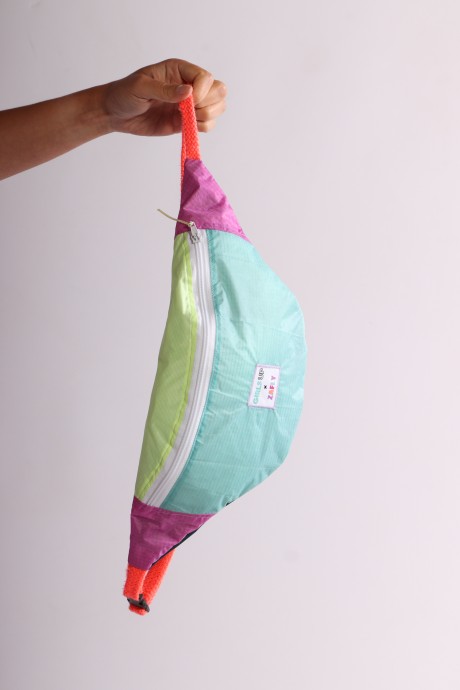 Sac banane Za Fly x Girls Up 100% Toile de Parapente Turquoise, Jaune et Rose