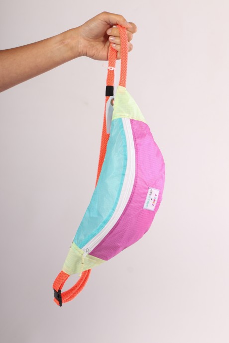 Sac banane Za Fly x Girls Up 100% Toile de Parapente Rose, Turquoise et Jaune