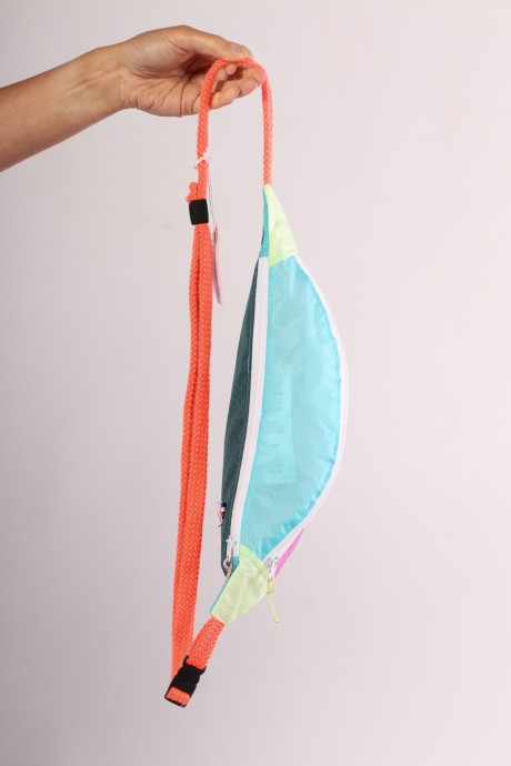 Sac banane Za Fly x Girls Up 100% Toile de Parapente Rose, Turquoise et Jaune