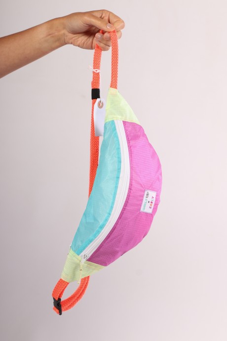 Sac banane Za Fly x Girls Up 100% Toile de Parapente Rose, Turquoise et Jaune
