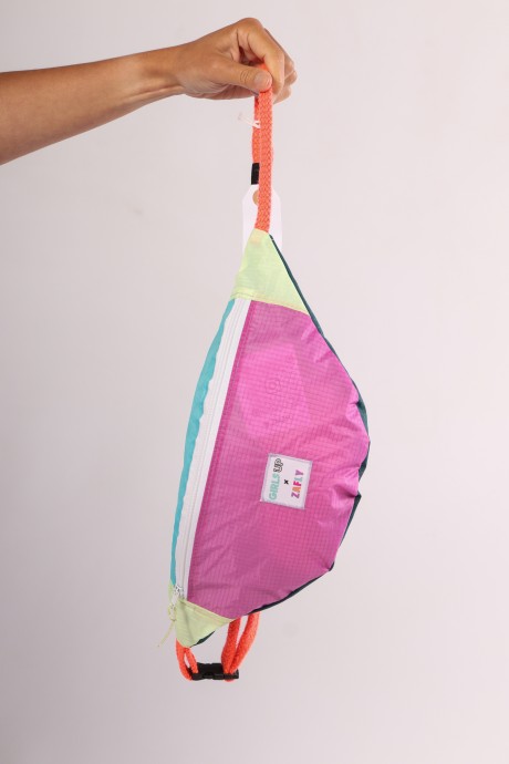 Sac banane Za Fly x Girls Up 100% Toile de Parapente Rose, Turquoise et Jaune