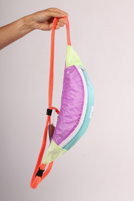 Sac banane Za Fly x Girls Up 100% Toile de Parapente Turquoise, Rose et Jaune
