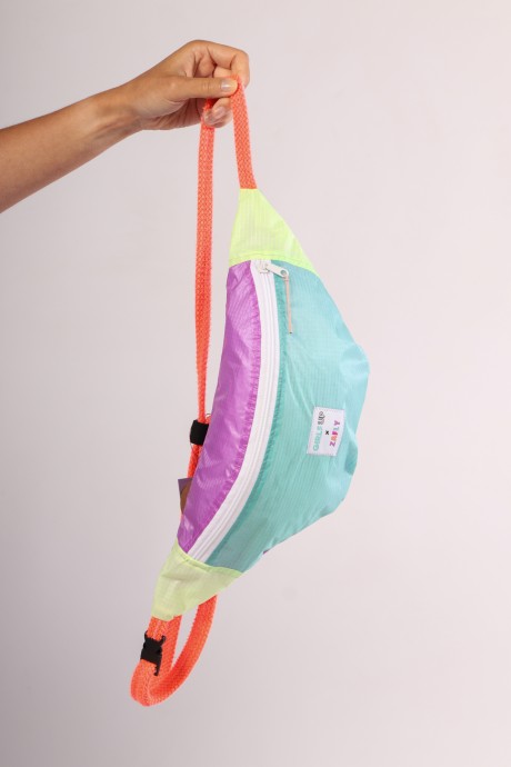 Sac banane Za Fly x Girls Up 100% Toile de Parapente Turquoise, Rose et Jaune