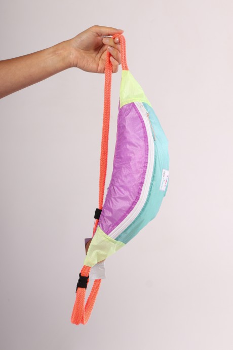 Sac banane Za Fly x Girls Up 100% Toile de Parapente Turquoise, Rose et Jaune